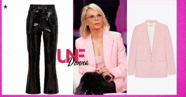 maria de filippi look rosa e nero