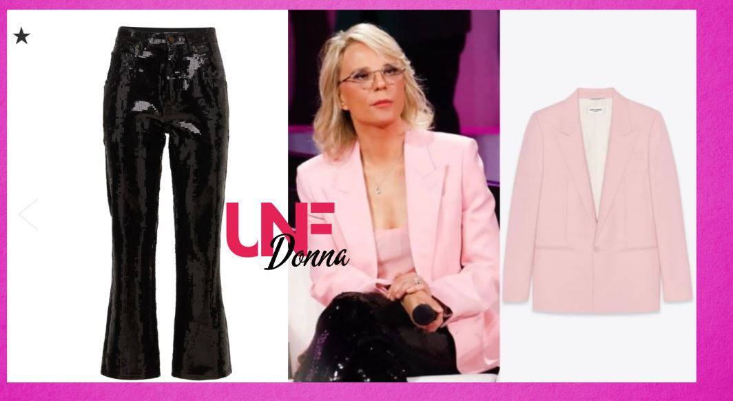 maria de filippi look rosa e nero